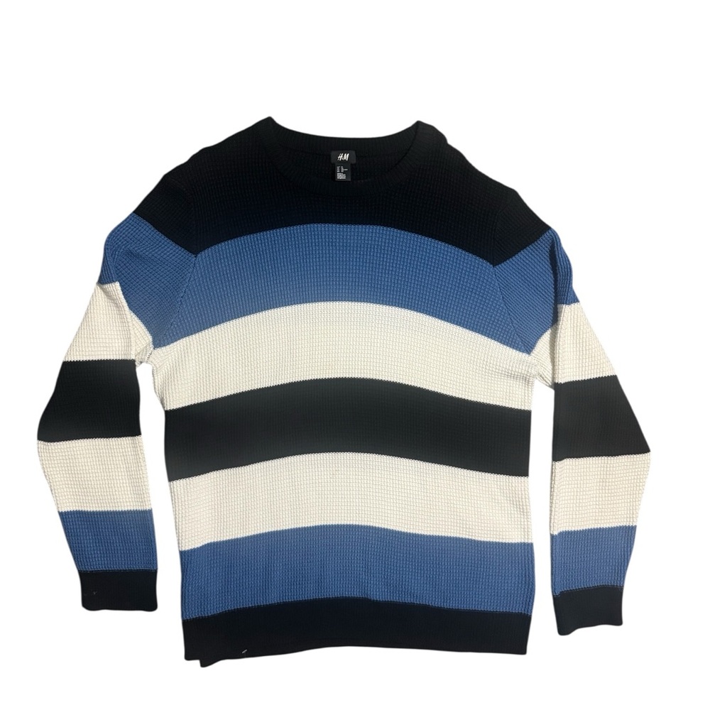 H&M Men’s Striped Knit Blue Sweater – Size XL